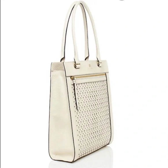 New Kate Spade White Lynne Perri Lane Leather Tote Bag - Picture 2 of 12